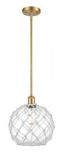  516-1S-SG-G122-10RW - Farmhouse Rope - 1 Light - 10 inch - Satin Gold - Mini Pendant