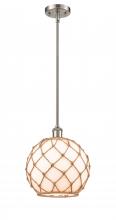  516-1S-SN-G121-10RB-LED - Farmhouse Rope - 1 Light - 10 inch - Brushed Satin Nickel - Mini Pendant