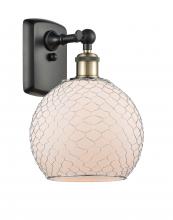  516-1W-BAB-G121-8CSN-LED - Farmhouse Chicken Wire - 1 Light - 8 inch - Black Antique Brass - Sconce