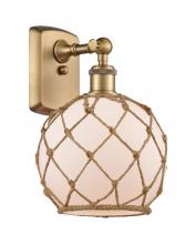  516-1W-BB-G121-8RB-LED - Farmhouse Rope - 1 Light - 8 inch - Brushed Brass - Sconce