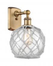  516-1W-BB-G122-8RW-LED - Farmhouse Rope - 1 Light - 8 inch - Brushed Brass - Sconce