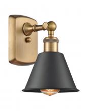  516-1W-BB-M8-BK-LED - Smithfield - 1 Light - 7 inch - Brushed Brass - Sconce