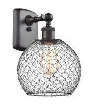  516-1W-OB-G122-8CBK-LED - Farmhouse Chicken Wire - 1 Light - 8 inch - Oil Rubbed Bronze - Sconce