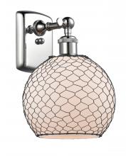  516-1W-PC-G121-8CBK-LED - Farmhouse Chicken Wire - 1 Light - 8 inch - Polished Chrome - Sconce