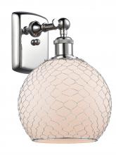  516-1W-PC-G121-8CSN-LED - Farmhouse Chicken Wire - 1 Light - 8 inch - Polished Chrome - Sconce