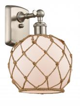  516-1W-SN-G121-8RB-LED - Farmhouse Rope - 1 Light - 8 inch - Brushed Satin Nickel - Sconce