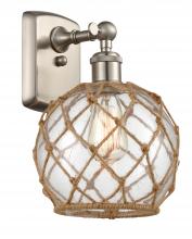  516-1W-SN-G122-8RB-LED - Farmhouse Rope - 1 Light - 8 inch - Brushed Satin Nickel - Sconce