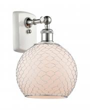 Innovations Lighting 516-1W-WPC-G121-8CSN-LED - Farmhouse Chicken Wire - 1 Light - 8 inch - White Polished Chrome - Sconce