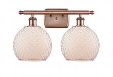  516-2W-AC-G121-8CSN-LED - Farmhouse Chicken Wire - 2 Light - 18 inch - Antique Copper - Bath Vanity Light