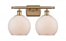  516-2W-BB-G121-8CSN-LED - Farmhouse Chicken Wire - 2 Light - 18 inch - Brushed Brass - Bath Vanity Light