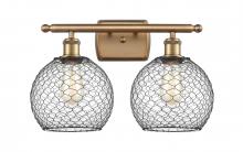  516-2W-BB-G122-8CBK-LED - Farmhouse Chicken Wire - 2 Light - 18 inch - Brushed Brass - Bath Vanity Light