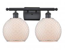 Innovations Lighting 516-2W-BK-G121-8CSN-LED - Farmhouse Chicken Wire - 2 Light - 18 inch - Matte Black - Bath Vanity Light