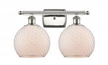  516-2W-PN-G121-8CSN-LED - Farmhouse Chicken Wire - 2 Light - 18 inch - Polished Nickel - Bath Vanity Light