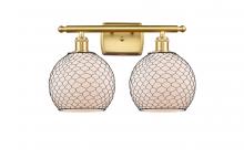  516-2W-SG-G121-8CBK-LED - Farmhouse Chicken Wire - 2 Light - 18 inch - Satin Gold - Bath Vanity Light