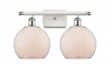 Innovations Lighting 516-2W-WPC-G121-8CSN - Farmhouse Chicken Wire - 2 Light - 18 inch - White Polished Chrome - Bath Vanity Light