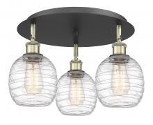  516-3C-BAB-G1013 - Belfast - 3 Light - 18 inch - Black Antique Brass - Flush Mount