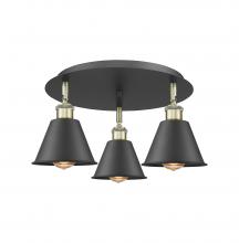  516-3C-BAB-M8-BK - Ballston - 3 Light - 18 inch - Black Antique Brass - Flush Mount