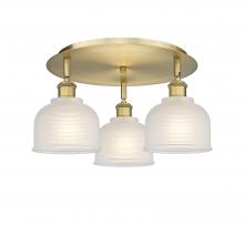  516-3C-BB-G411 - Dayton - 3 Light - 17 inch - Brushed Brass - Flush Mount