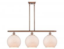  516-3I-AC-G121-10CSN-LED - Farmhouse Chicken Wire - 3 Light - 37 inch - Antique Copper - Cord hung - Island Light