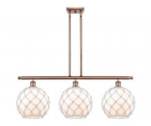  516-3I-AC-G121-10RW-LED - Farmhouse Rope - 3 Light - 37 inch - Antique Copper - Cord hung - Island Light