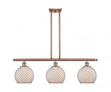  516-3I-AC-G121-8CBK-LED - Farmhouse Chicken Wire - 3 Light - 36 inch - Antique Copper - Cord hung - Island Light