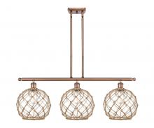  516-3I-AC-G122-10RB-LED - Farmhouse Rope - 3 Light - 37 inch - Antique Copper - Cord hung - Island Light