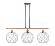  516-3I-AC-G122-10RW - Farmhouse Rope - 3 Light - 37 inch - Antique Copper - Cord hung - Island Light