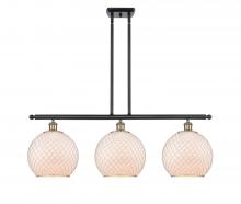  516-3I-BAB-G121-10CSN-LED - Farmhouse Chicken Wire - 3 Light - 37 inch - Black Antique Brass - Cord hung - Island Light