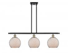  516-3I-BAB-G121-8CBK-LED - Farmhouse Chicken Wire - 3 Light - 36 inch - Black Antique Brass - Cord hung - Island Light