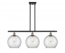  516-3I-BAB-G122-10CSN-LED - Farmhouse Chicken Wire - 3 Light - 37 inch - Black Antique Brass - Cord hung - Island Light