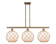  516-3I-BB-G121-10RB-LED - Farmhouse Rope - 3 Light - 37 inch - Brushed Brass - Cord hung - Island Light