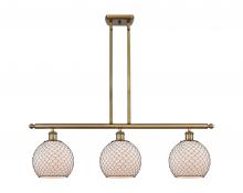  516-3I-BB-G121-8CBK-LED - Farmhouse Chicken Wire - 3 Light - 36 inch - Brushed Brass - Cord hung - Island Light