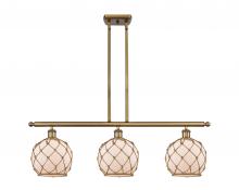  516-3I-BB-G121-8RB-LED - Farmhouse Rope - 3 Light - 36 inch - Brushed Brass - Cord hung - Island Light