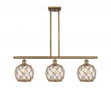  516-3I-BB-G122-8RB-LED - Farmhouse Rope - 3 Light - 36 inch - Brushed Brass - Cord hung - Island Light