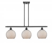  516-3I-BK-G121-8CBK-LED - Farmhouse Chicken Wire - 3 Light - 36 inch - Matte Black - Cord hung - Island Light