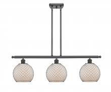  516-3I-OB-G121-8CBK-LED - Farmhouse Chicken Wire - 3 Light - 36 inch - Oil Rubbed Bronze - Cord hung - Island Light