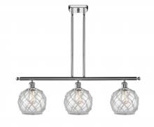  516-3I-PC-G122-8RW-LED - Farmhouse Rope - 3 Light - 36 inch - Polished Chrome - Cord hung - Island Light