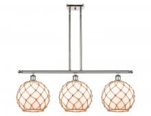  516-3I-PN-G121-10RB-LED - Farmhouse Rope - 3 Light - 37 inch - Polished Nickel - Cord hung - Island Light