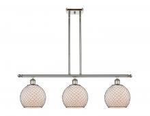  516-3I-PN-G121-8CBK-LED - Farmhouse Chicken Wire - 3 Light - 36 inch - Polished Nickel - Cord hung - Island Light