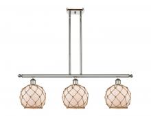  516-3I-PN-G121-8RB-LED - Farmhouse Rope - 3 Light - 36 inch - Polished Nickel - Cord hung - Island Light