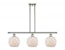  516-3I-PN-G121-8RW-LED - Farmhouse Rope - 3 Light - 36 inch - Polished Nickel - Cord hung - Island Light