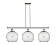  516-3I-PN-G122-10CSN-LED - Farmhouse Chicken Wire - 3 Light - 37 inch - Polished Nickel - Cord hung - Island Light