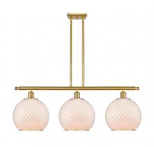  516-3I-SG-G121-10CSN-LED - Farmhouse Chicken Wire - 3 Light - 37 inch - Satin Gold - Cord hung - Island Light