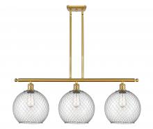  516-3I-SG-G122-10CSN-LED - Farmhouse Chicken Wire - 3 Light - 37 inch - Satin Gold - Cord hung - Island Light