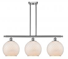  516-3I-SN-G121-10CSN-LED - Farmhouse Chicken Wire - 3 Light - 37 inch - Brushed Satin Nickel - Cord hung - Island Light