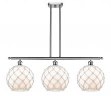  516-3I-SN-G121-10RW-LED - Farmhouse Rope - 3 Light - 37 inch - Brushed Satin Nickel - Cord hung - Island Light