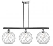  516-3I-SN-G122-10RW-LED - Farmhouse Rope - 3 Light - 37 inch - Brushed Satin Nickel - Cord hung - Island Light