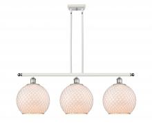  516-3I-WPC-G121-10CSN-LED - Farmhouse Chicken Wire - 3 Light - 37 inch - White Polished Chrome - Cord hung - Island Light