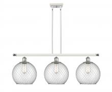  516-3I-WPC-G122-10CSN-LED - Farmhouse Chicken Wire - 3 Light - 37 inch - White Polished Chrome - Cord hung - Island Light