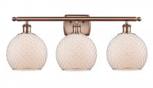  516-3W-AC-G121-8CSN-LED - Farmhouse Chicken Wire - 3 Light - 28 inch - Antique Copper - Bath Vanity Light